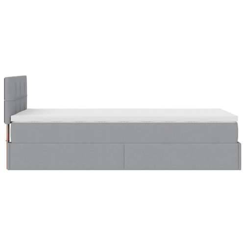 Otomanski krevet s madracem svijetlosivi 90x200 cm tkanine - Svjetlosiva 90 x 200 cm Blok s kvadratima Cijena