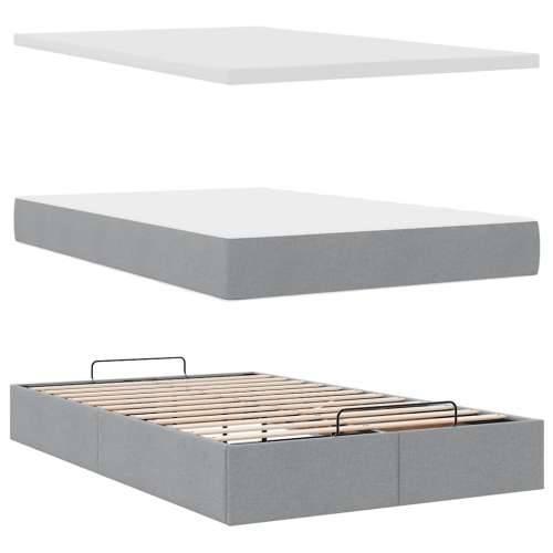 Otomanski krevet s madracem svjetlosivi 120x190 cm tkanine - Svjetlosiva 120 x 190 cm Blok s kvadratima Cijena