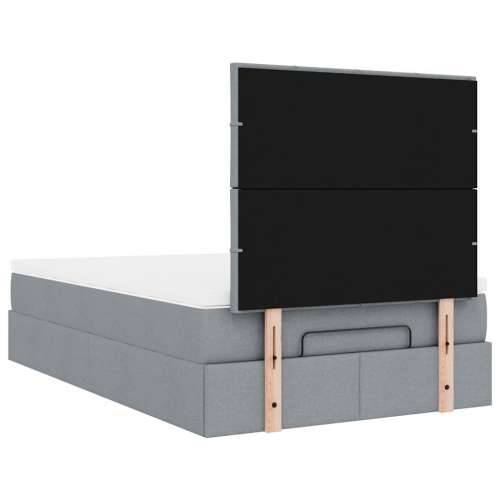 Otomanski krevet s madracem svjetlosivi 120x190 cm tkanine - Svjetlosiva 120 x 190 cm Blok s kvadratima Cijena