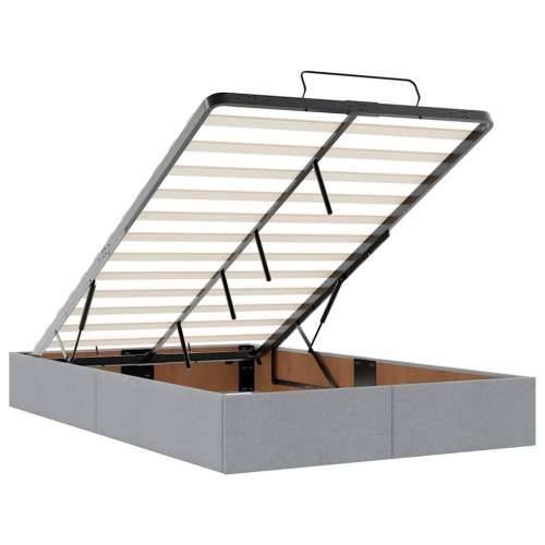 Otomanski krevet s madracem svjetlosivi 120x190 cm tkanine - Svjetlosiva 120 x 190 cm Blok s kvadratima Cijena