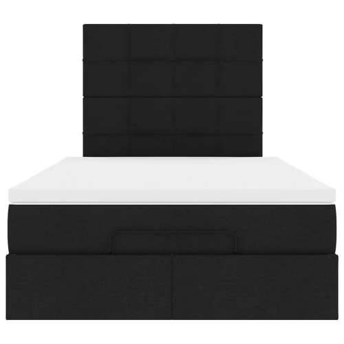 Otomanski krevet s madracem crni 120x200 cm tkanine - Crna 120 x 200 cm Blok s kvadratima Cijena