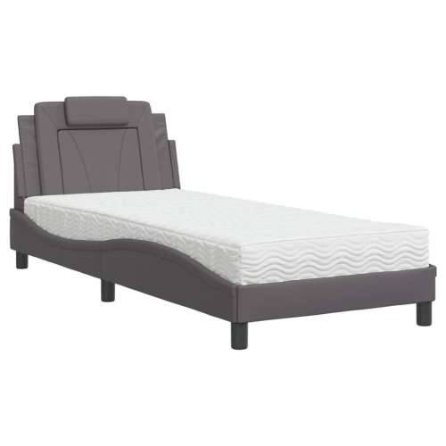 Krevet s madracem sivi 90 x 190 cm od umjetne kože - Siva 90 x 190 cm Cijena