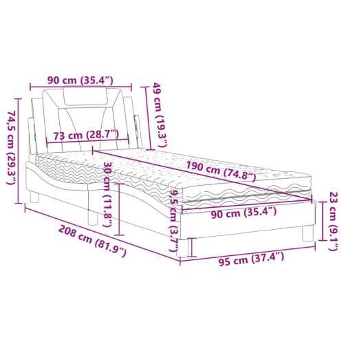 Krevet s madracem sivi 90 x 190 cm od umjetne kože - Siva 90 x 190 cm Cijena
