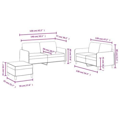 3-dijelni set sofa ružičasti baršunasti - Ružičasta s jastučićima i tabureom Cijena