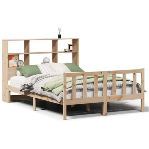 Krevet s regalom za knjige bez madraca 135x190 cm od borovine - Prirodna 135 x 190 cm Cijena