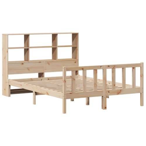 Krevet s regalom za knjige bez madraca 135x190 cm od borovine - Prirodna 135 x 190 cm Cijena