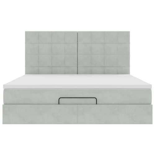 Okvir kreveta s madracima svijetlosivi 160x200cm baršunasti - Svjetlosiva 160 x 200 cm Blok s kvadratima Cijena