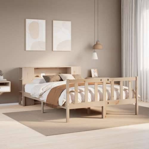 Krevet s regalom za knjige bez madraca 135x190 cm od borovine - Prirodna 135 x 190 cm Cijena