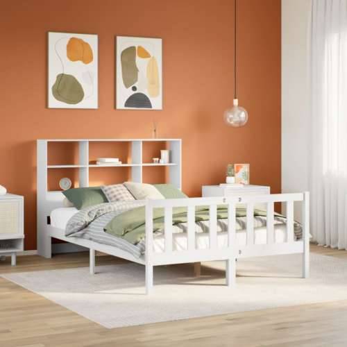Krevet s regalom z knjige bez madraca bijeli 120x190cm borovina - Bijela 120 x 190 cm Cijena