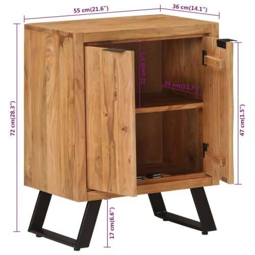 Komoda s 2 vratima 55 x 36 x 72 cm od masivnog bagremovog drva Cijena
