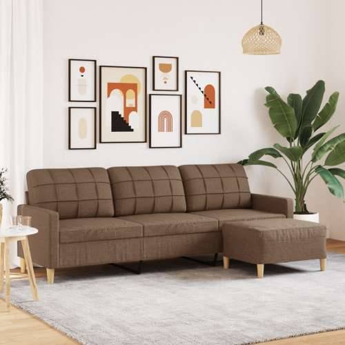 Trosjed s tabureom smeđi 210 cm od tkanine - Smeđa 210 cm Cijena