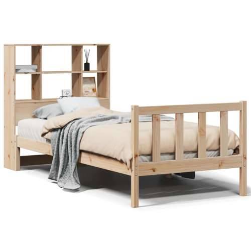 Krevet s regalom za knjige bez madraca 100 x 200 cm od borovine - Prirodna 100 x 200 cm Cijena