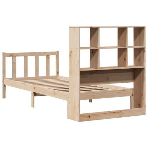 Krevet s regalom za knjige bez madraca 100 x 200 cm od borovine - Prirodna 100 x 200 cm Cijena
