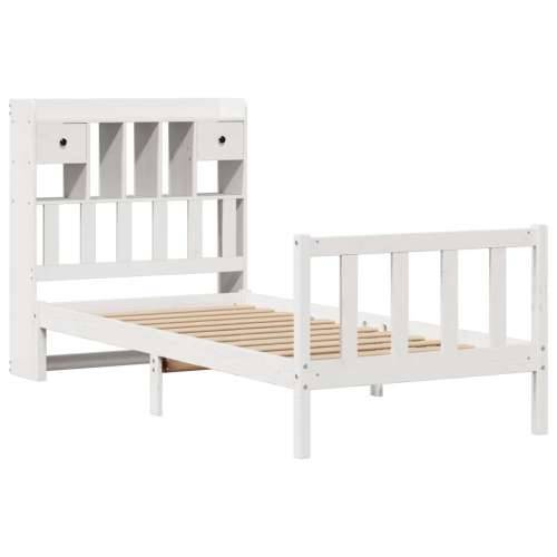 Krevet s regalom za knjige bez madraca bijeli 75x190cm borovina - Bijela 75 x 190 cm Cijena