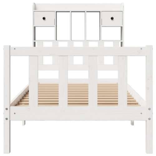 Krevet s regalom za knjige bez madraca bijeli 75x190cm borovina - Bijela 75 x 190 cm Cijena
