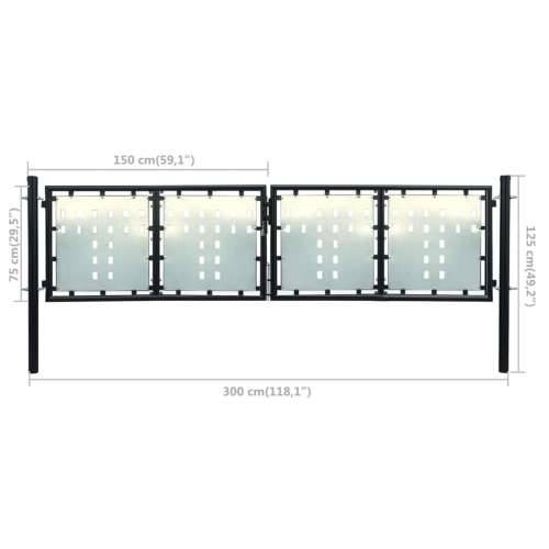Crna jednostruka vrata za ogradu 300 x 125 cm - Crna 300 x 125 cm Cijena