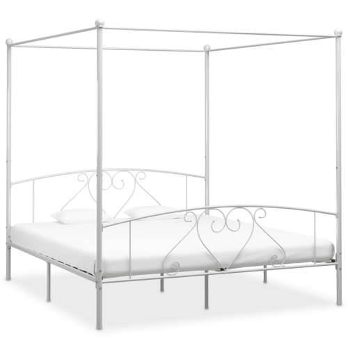 Okvir za krevet s nadstrešnicom bijeli metalni 180 x 200 cm  - Bijela 180 x 200 cm Cijena