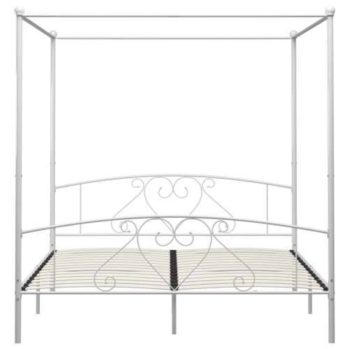 Okvir za krevet s nadstrešnicom bijeli metalni 180 x 200 cm  - Bijela 180 x 200 cm Cijena