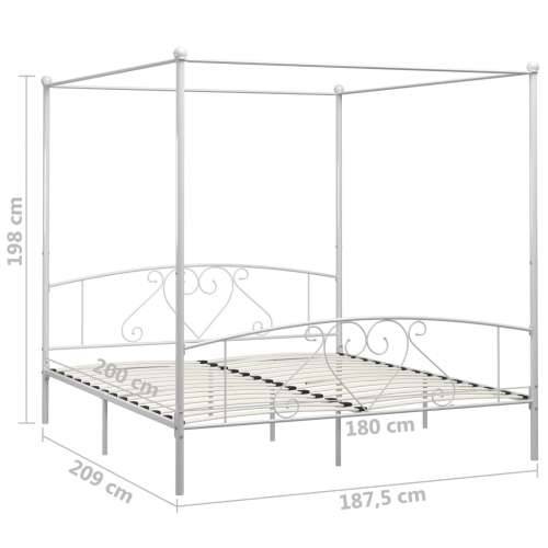 Okvir za krevet s nadstrešnicom bijeli metalni 180 x 200 cm  - Bijela 180 x 200 cm Cijena