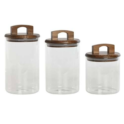 3 Tube Home ESPRIT Smeđa Providan Drvo akacije Borosilikatno staklo 650 ml 900 ml 1 L 3 Dijelovi Cijena