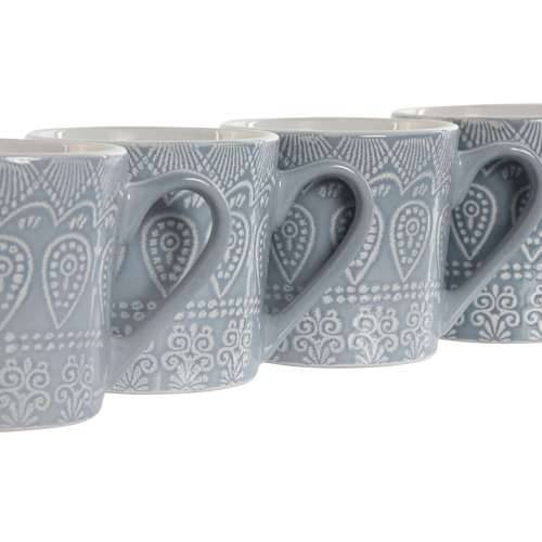 Set 4 Velikih Šalica Home ESPRIT Plava Gres Keramika 340 ml 13 x 9,5 x 9,2 cm Mandala Cijena