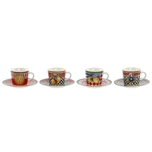 Set Šalica s Tanjurićima Home ESPRIT Rumena Crvena Porculan 12,5 x 12,5 x 1,5 cm (4 kom.) Cijena