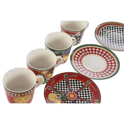 Set Šalica s Tanjurićima Home ESPRIT Rumena Crvena Porculan 220 ml 15,6 x 15,6 x 1,7 cm (4 kom.) Cijena
