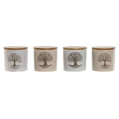Zdjela za Šećer Home ESPRIT Bijela Bež Bambus Gres Keramika 9,5 x 9,5 x 9,5 cm (4 kom.) Cijena
