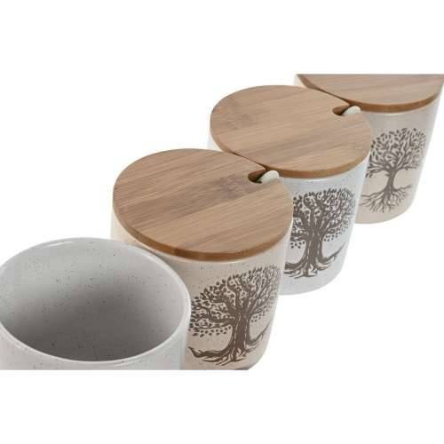 Zdjela za Šećer Home ESPRIT Bijela Bež Bambus Gres Keramika 9,5 x 9,5 x 9,5 cm (4 kom.) Cijena