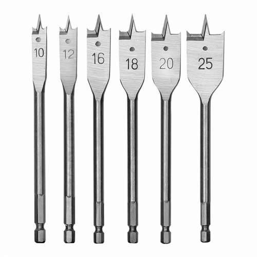 Set bušilica Workpro 10, 12, 16, 18, 20, 25 mm Ugljični čelik lopata Drvo 6 Dijelovi Cijena