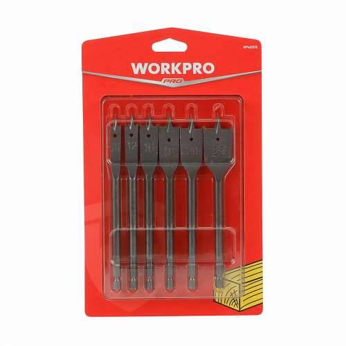 Set bušilica Workpro 10, 12, 16, 18, 20, 25 mm Ugljični čelik lopata Drvo 6 Dijelovi Cijena