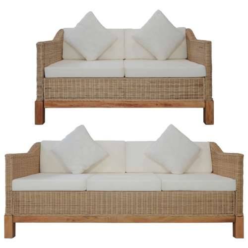 2-dijelni set sofa od prirodnog ratana s jastucima