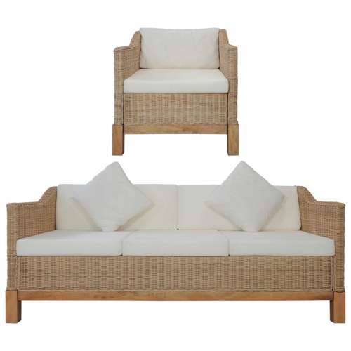 2-dijelni set sofa od prirodnog ratana s jastucima Cijena