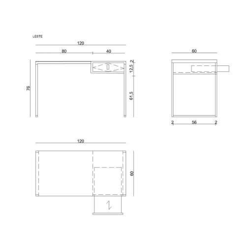 Pisaći stol Unique LESTE JSBG-142-1 Crna Čelik 120 x 76 x 60 cm Cijena