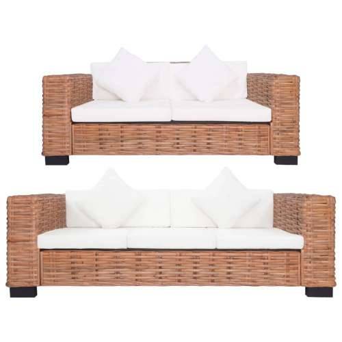 2-dijelni set sofa od prirodnog ratana s jastucima Cijena