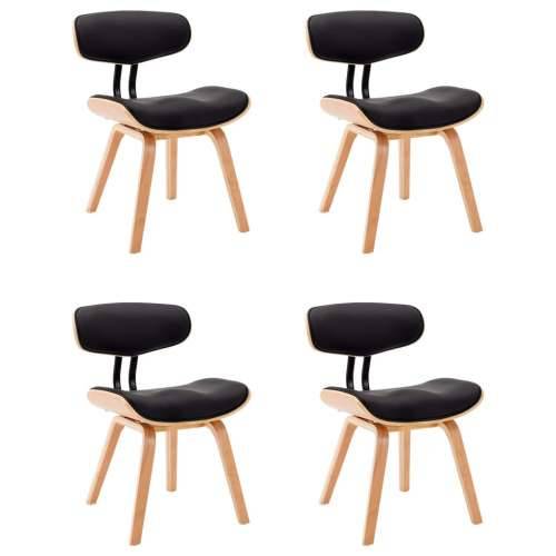 Blagovaonske stolice 4 kom savijeno drvo i umjetna koža crne Cijena