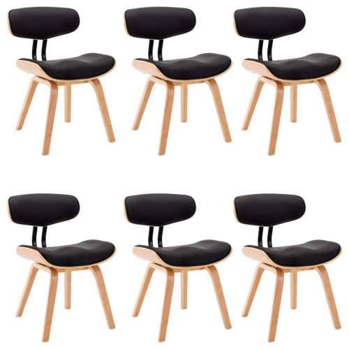Blagovaonske stolice 6 kom savijeno drvo i umjetna koža crne Cijena