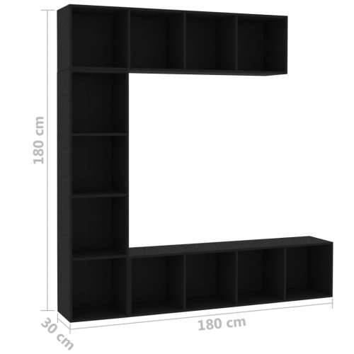 3-dijelni set ormarića za knjige/TV crni 180 x 30 x 180 cm Cijena