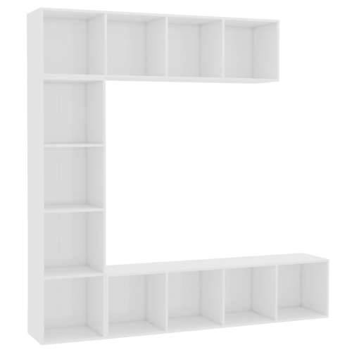 3-dijelni set ormarića za knjige/TV sjajni bijeli 180x30x180 cm Cijena