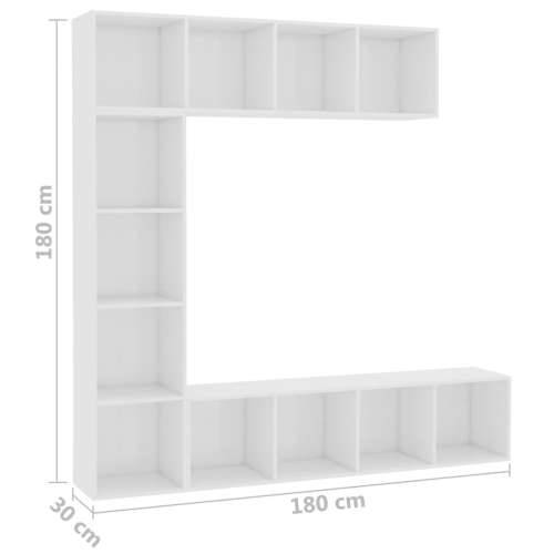 3-dijelni set ormarića za knjige/TV sjajni bijeli 180x30x180 cm Cijena
