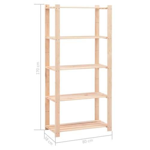 Stalak za pohranu s 5 razina 80x38x170 cm od borovine 250 kg 1 Cijena