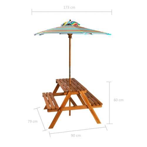 Dječji stol za piknik sa suncobranom 79x90x60 cm bagremovo drvo Cijena