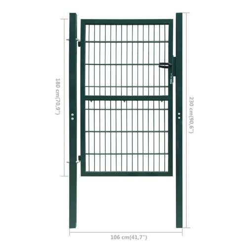 2D vrata za ogradu (jednostruka) zelena 106 x 230 cm Cijena