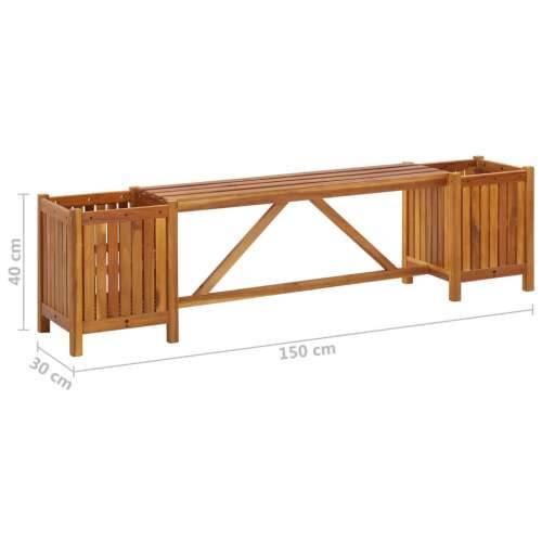 Vrtna klupa s 2 sadilice 150x30x40 cm masivno bagremovo drvo - Smeđa 150 x 30 x 40 cm 1 2 Cijena