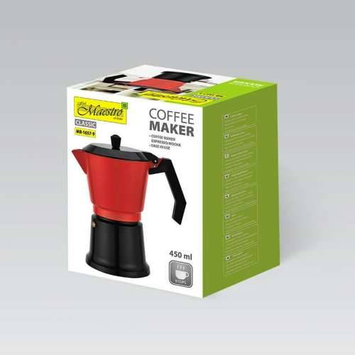 Talijanska Moka za Kavu Feel Maestro MR-1657-9 Crna Crvena Aluminij 450 ml 9 Šalice Cijena