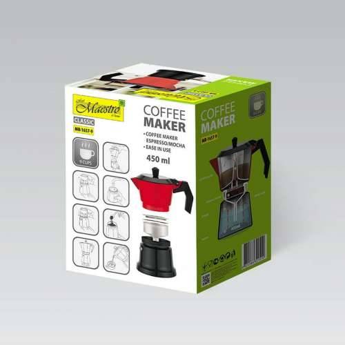 Talijanska Moka za Kavu Feel Maestro MR-1657-9 Crna Crvena Aluminij 450 ml 9 Šalice Cijena