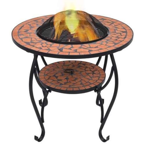 Mozaični stolić s ognjištem boja cigle 68 cm keramički Cijena