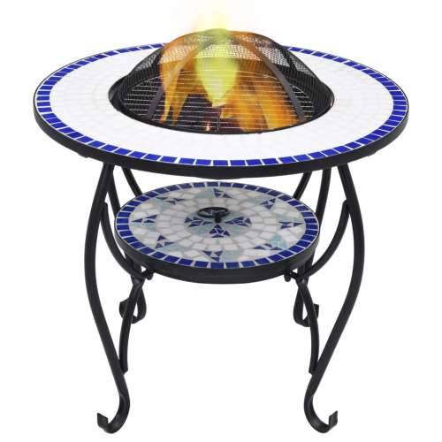 Mozaični stolić s ognjištem plavo-bijeli 68 cm keramički Cijena