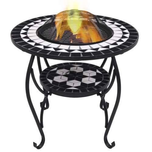 Mozaični stolić s ognjištem crno-bijeli 68 cm keramički Cijena