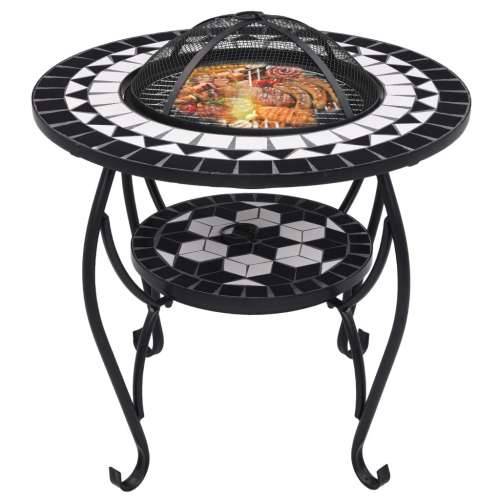 Mozaični stolić s posudom za vatru crno-bijeli 68 cm keramički Cijena